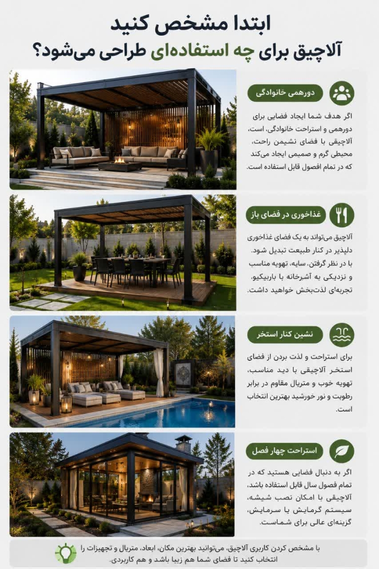طراحی آلاچیق در باغ ویلا؛ ۱۰ اصل مهم که معماران قبل از اجرا رعایت میکنند