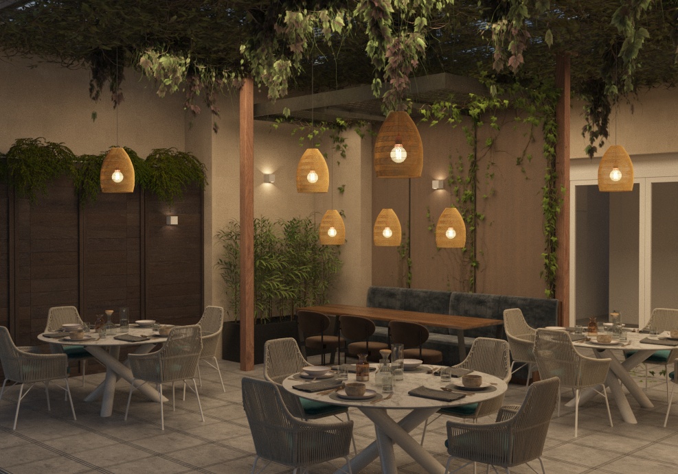 طراحی فضای باز رستوران در مشهد